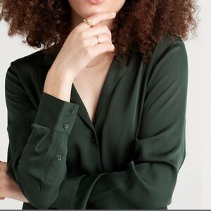 Washable Stretch Silk Notch Collar Blouse